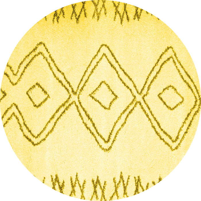Round Machine Washable Solid Yellow Modern Rug, wshcon431yw