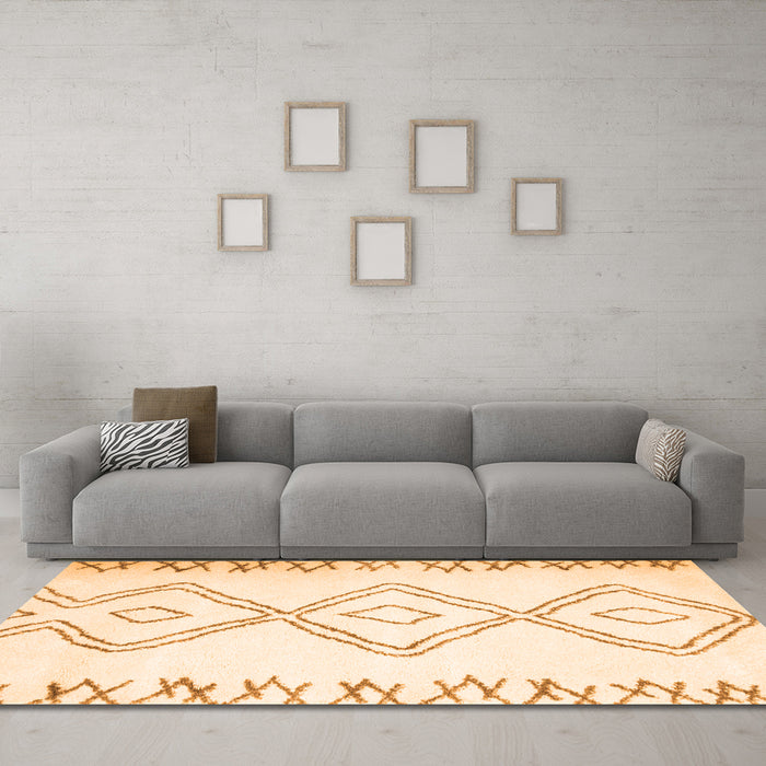 Machine Washable Solid Orange Modern Area Rugs in a Living Room, wshcon431org