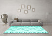 Machine Washable Solid Turquoise Modern Area Rugs in a Living Room,, wshcon431turq