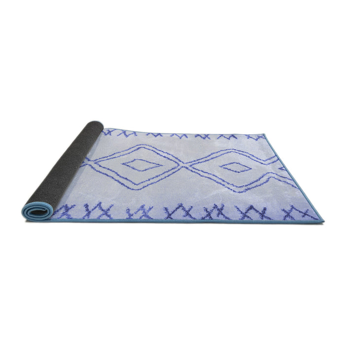 Sideview of Solid Blue Modern Rug, con431blu