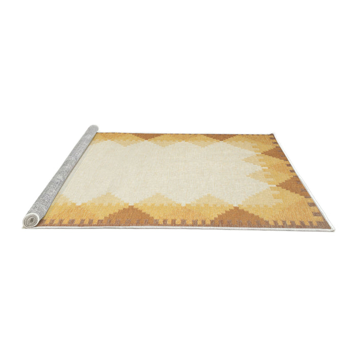Serging Thickness of Machine Washable Contemporary Yellow Rug, wshcon432
