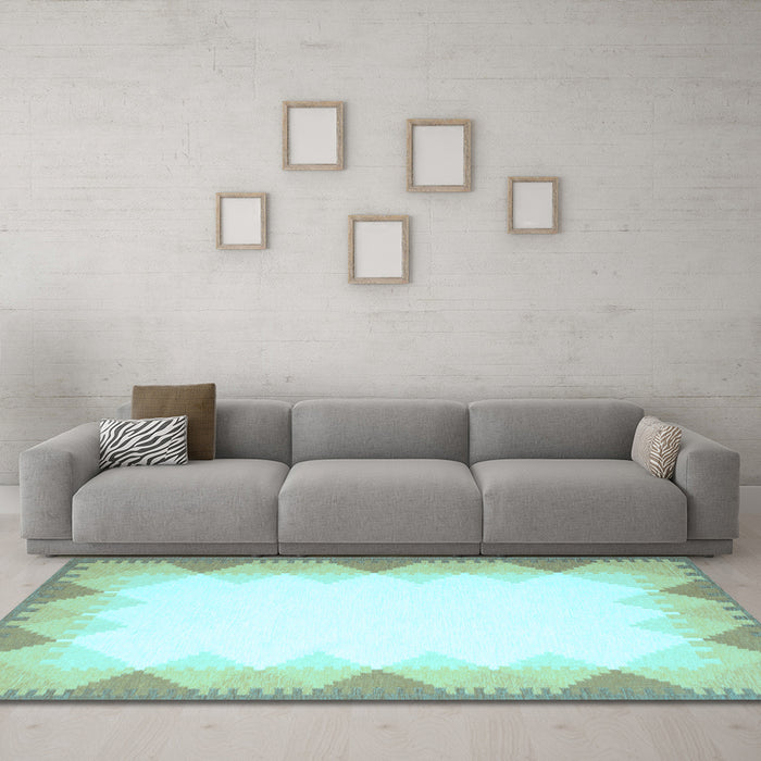 Machine Washable Abstract Light Blue Contemporary Rug in a Living Room, wshcon432lblu