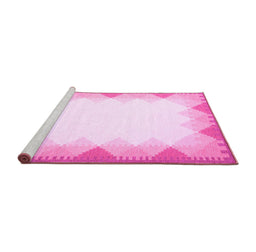Sideview of Machine Washable Abstract Pink Contemporary Rug, wshcon432pnk