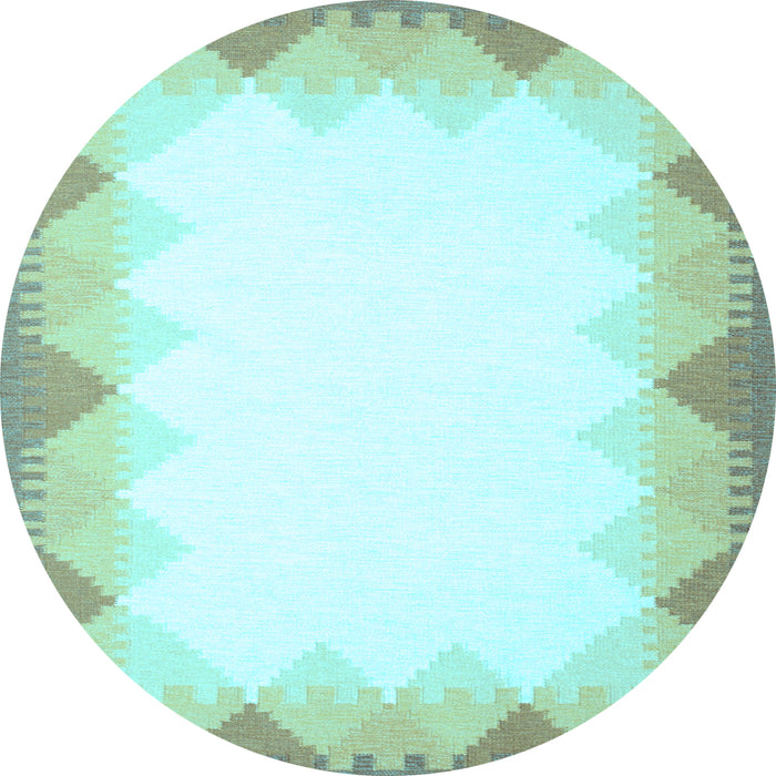 Round Machine Washable Abstract Light Blue Contemporary Rug, wshcon432lblu