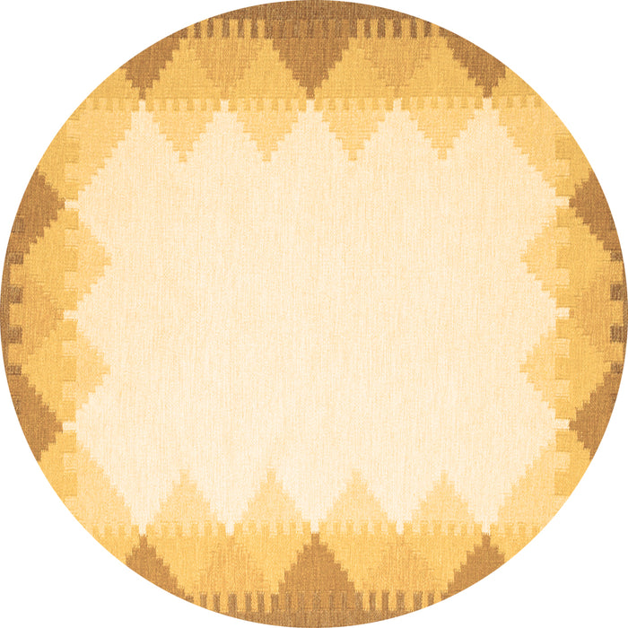 Round Abstract Brown Contemporary Rug, con432brn