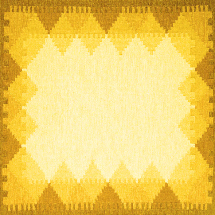 Square Machine Washable Abstract Yellow Contemporary Rug, wshcon432yw