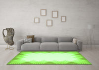 Machine Washable Abstract Green Contemporary Rug, wshcon432grn