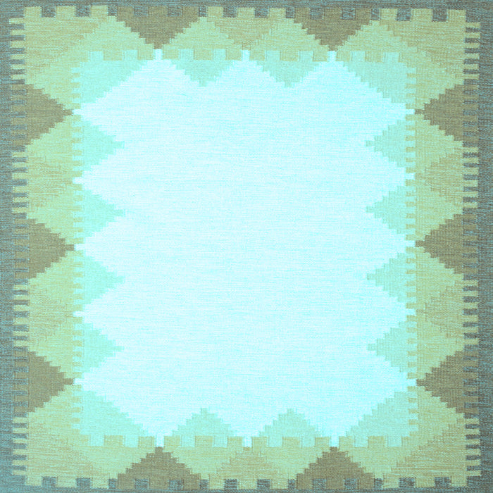 Square Abstract Light Blue Contemporary Rug, con432lblu