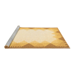 Sideview of Machine Washable Abstract Brown Contemporary Rug, wshcon432brn