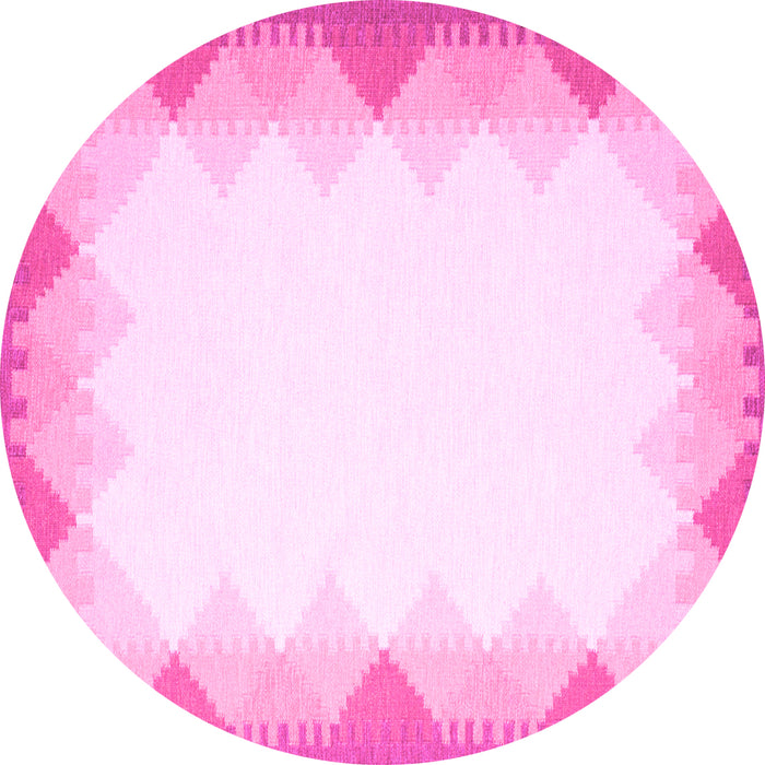 Round Abstract Pink Contemporary Rug, con432pnk