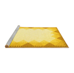 Sideview of Machine Washable Abstract Yellow Contemporary Rug, wshcon432yw
