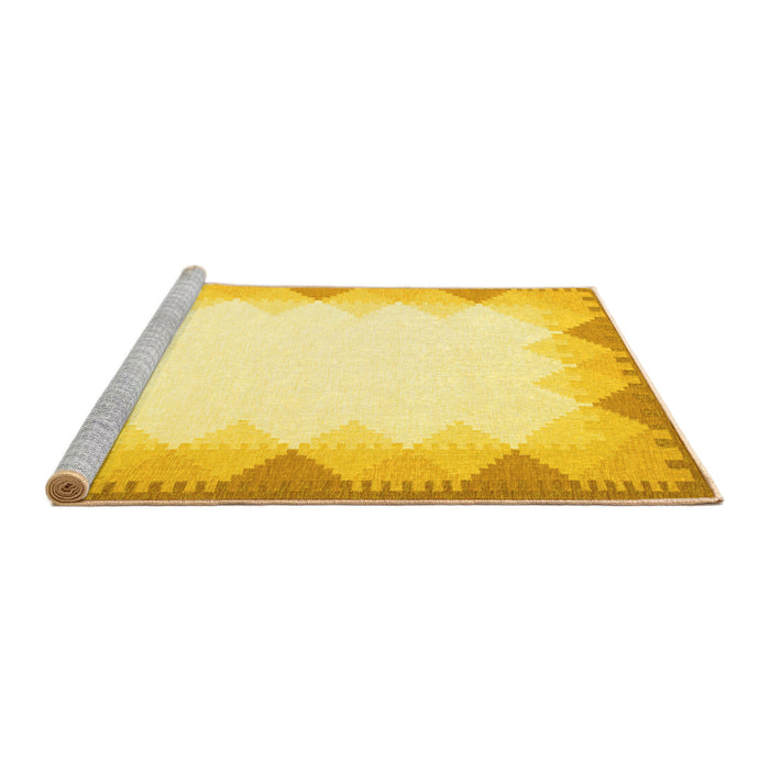 Sideview of Machine Washable Abstract Yellow Contemporary Rug, wshcon432yw