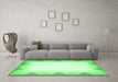 Machine Washable Abstract Emerald Green Contemporary Area Rugs in a Living Room,, wshcon432emgrn