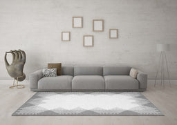 Machine Washable Abstract Gray Contemporary Rug in a Living Room,, wshcon432gry