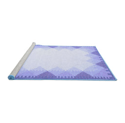 Sideview of Machine Washable Abstract Blue Contemporary Rug, wshcon432blu