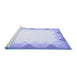 Sideview of Machine Washable Abstract Blue Contemporary Rug, wshcon432blu