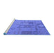 Sideview of Machine Washable Patchwork Blue Transitional Rug, wshcon433blu