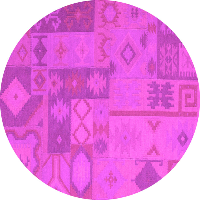 Round Patchwork Pink Transitional Rug, con433pnk