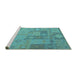 Sideview of Machine Washable Patchwork Turquoise Transitional Area Rugs, wshcon433turq