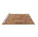 Sideview of Machine Washable Patchwork Brown Transitional Rug, wshcon433brn