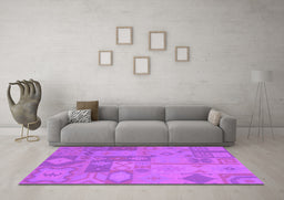 Machine Washable Patchwork Purple Transitional Area Rugs in a Living Room, wshcon433pur