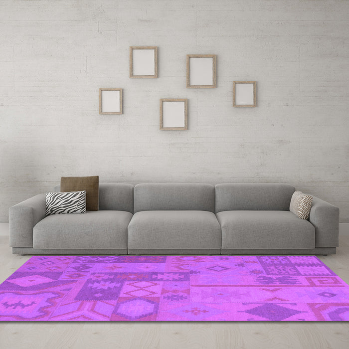 Machine Washable Patchwork Purple Transitional Area Rugs in a Living Room, wshcon433pur