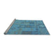 Sideview of Machine Washable Patchwork Light Blue Transitional Rug, wshcon433lblu