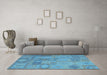 Machine Washable Patchwork Light Blue Transitional Rug in a Living Room, wshcon433lblu