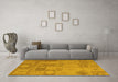 Machine Washable Patchwork Yellow Transitional Rug in a Living Room, wshcon433yw