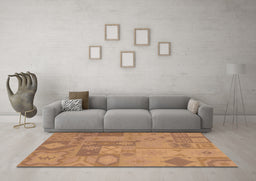 Machine Washable Patchwork Brown Transitional Rug in a Living Room,, wshcon433brn