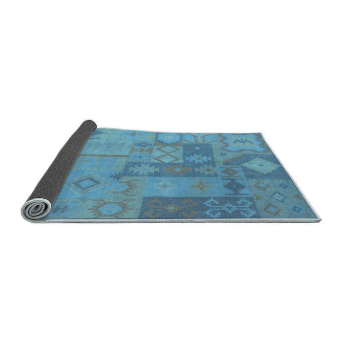 Sideview of Patchwork Light Blue Transitional Rug, con433lblu