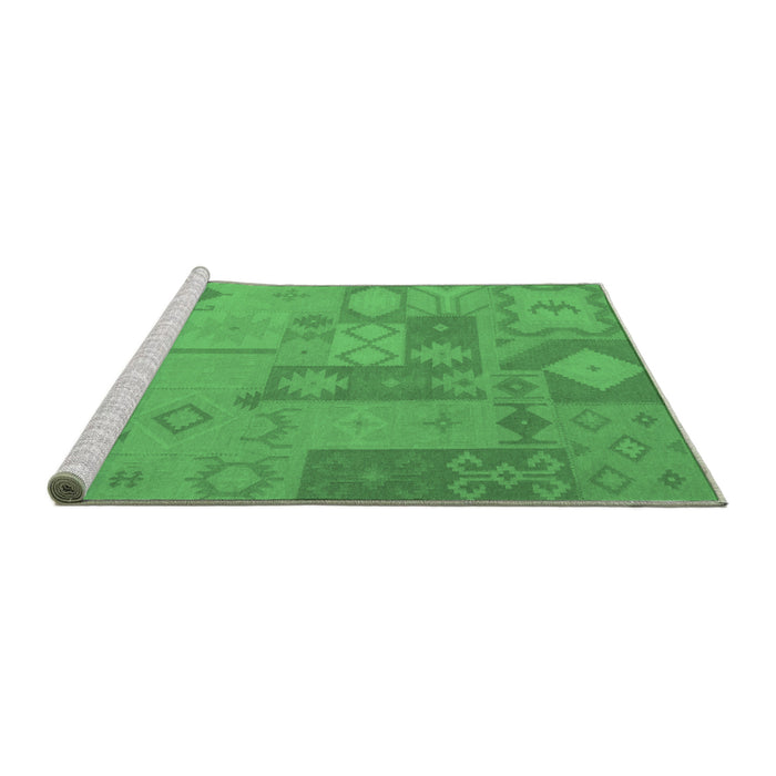 Sideview of Machine Washable Patchwork Emerald Green Transitional Area Rugs, wshcon433emgrn