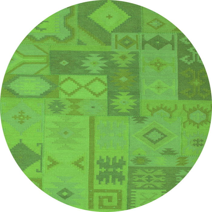 Square Patchwork Green Transitional Rug, con433grn