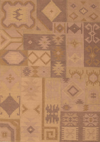 Patchwork Brown Transitional Rug, con433brn