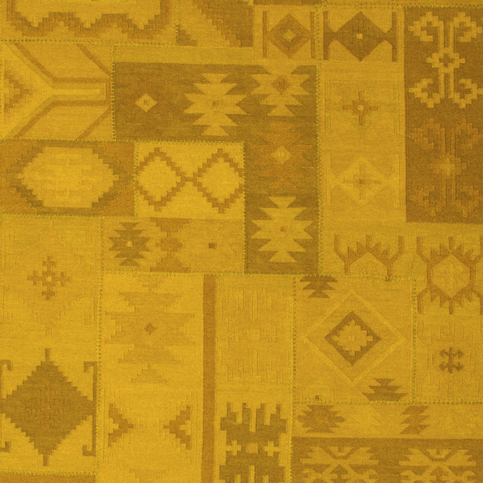 Machine Washable Patchwork Yellow Transitional Rug, wshcon433yw