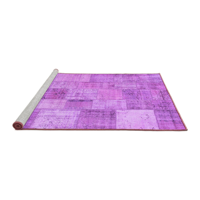 Sideview of Machine Washable Patchwork Purple Transitional Area Rugs, wshcon434pur
