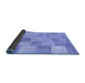 Sideview of Patchwork Blue Transitional Rug, con434blu