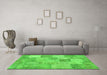 Machine Washable Patchwork Green Transitional Area Rugs in a Living Room,, wshcon434grn