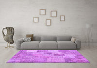 Machine Washable Patchwork Purple Transitional Rug, wshcon434pur