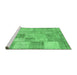 Sideview of Machine Washable Patchwork Emerald Green Transitional Area Rugs, wshcon434emgrn