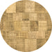 Round Patchwork Brown Transitional Rug, con434brn