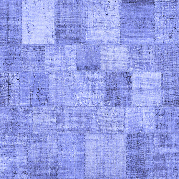 Square Patchwork Blue Transitional Rug, con434blu