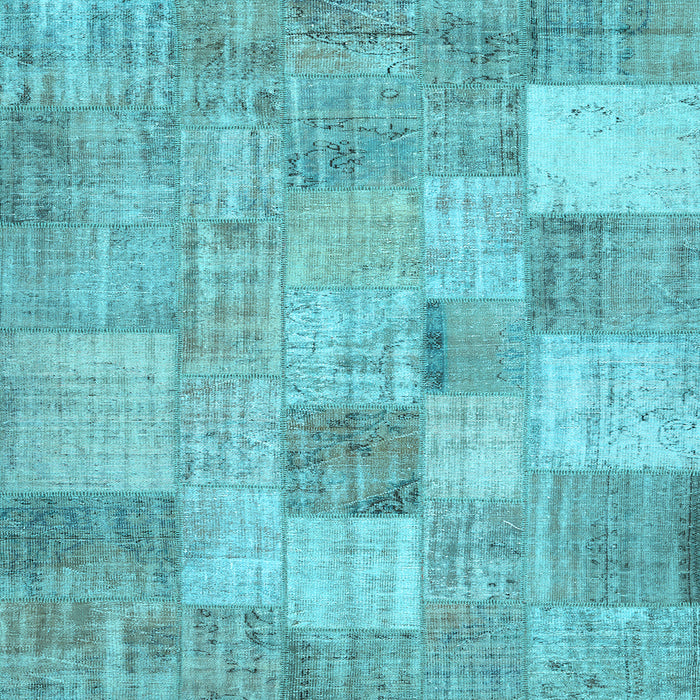 Square Machine Washable Patchwork Light Blue Transitional Rug, wshcon434lblu