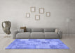 Machine Washable Patchwork Blue Transitional Rug in a Living Room, wshcon434blu