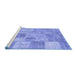 Sideview of Machine Washable Patchwork Blue Transitional Rug, wshcon434blu