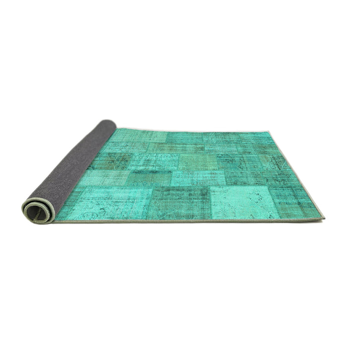 Sideview of Patchwork Turquoise Transitional Rug, con434turq