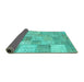 Sideview of Patchwork Turquoise Transitional Rug, con434turq