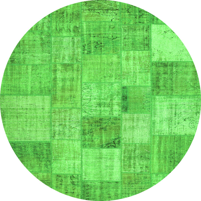 Square Patchwork Green Transitional Rug, con434grn
