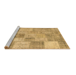 Sideview of Machine Washable Patchwork Brown Transitional Rug, wshcon434brn