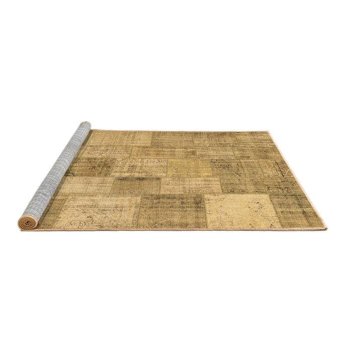 Sideview of Machine Washable Patchwork Brown Transitional Rug, wshcon434brn